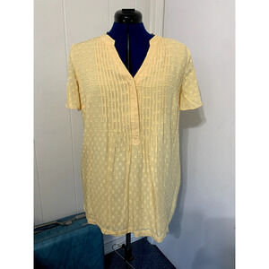 Soft Surroundings Golden Haze Seika Shirt Medium Pullover Collarless Resort NWT